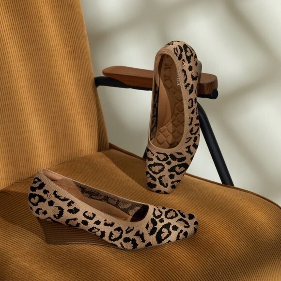 NIB Leopard Print Margot Square-toe Wedge - Picture 3 of 9